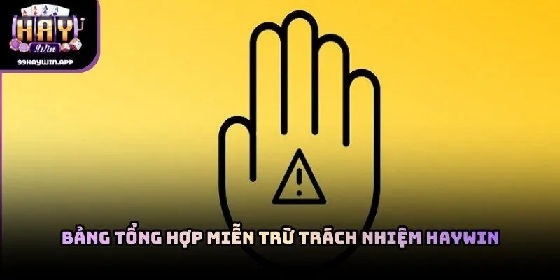 Bảng tổng hợp miễn trừ trách nhiệm haywin trong hệ thống