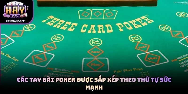 Các tay bài poker được sắp xếp theo thứ tự sức mạnh